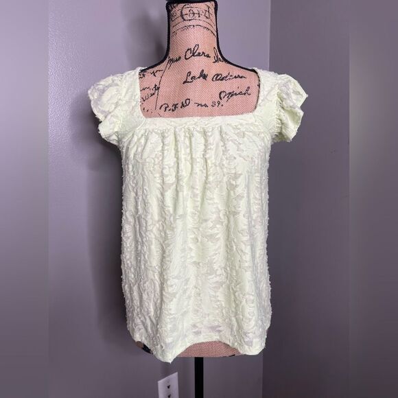 4/$25 LC Lauren Conrad bright neon textured tank top ruffle xs summer travel - Picture 3 of 6